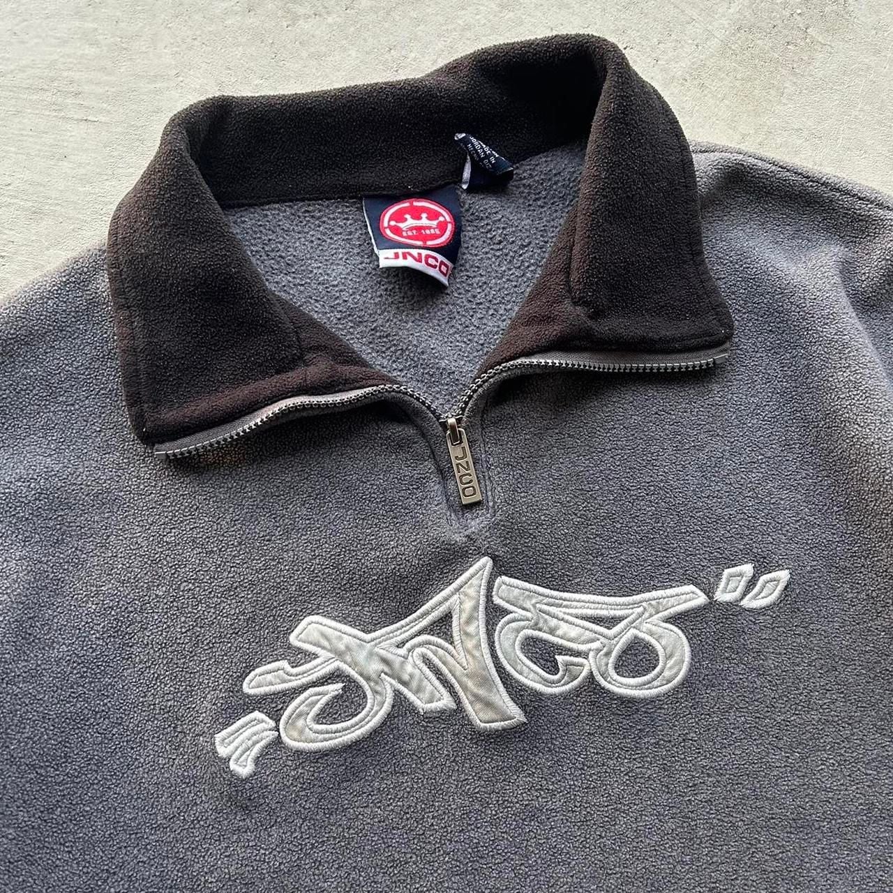 JNCO Fleece Quarter Zip Size L Grey Pullover Sweatshirt 3