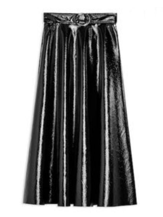 Topshop high-shine faux leather midi skirt. 2