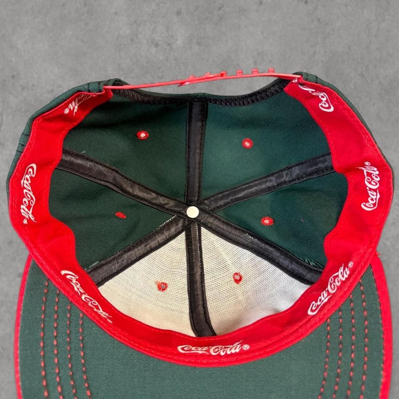 Coca-Cola Snapback Hat Green Red Vintage 90s Embroidered Logo Cap 6