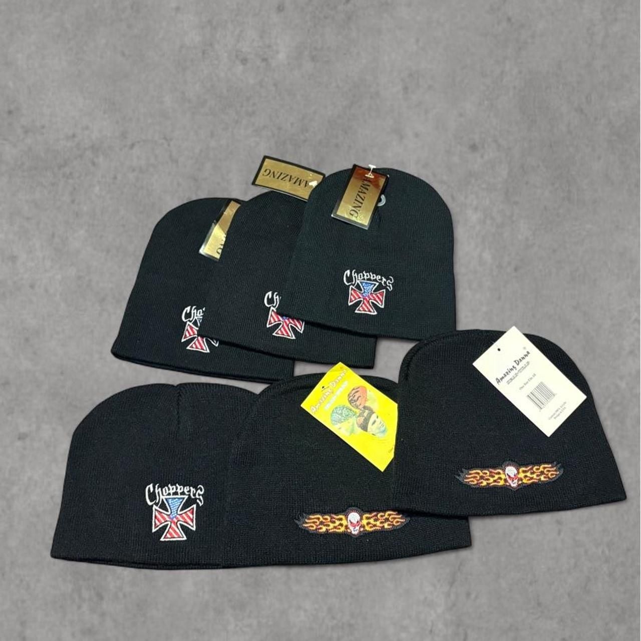 Amazing Dama Vintage Flame Skull Beanie Hat Black 3