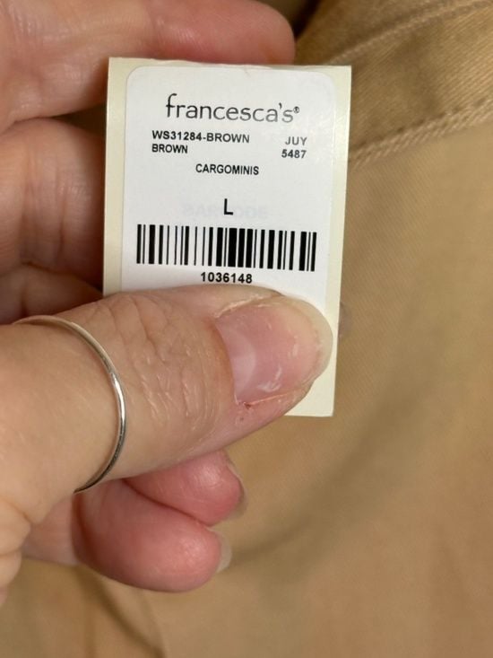 Francesca’s Cargo Mini Skirt Size Large NWT Khaki Utility Pocket A-Line 10