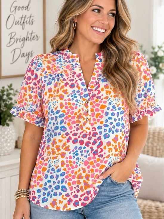 Michelle McDowell Sutton Top Wild Safari Multi Leopard Blouse XS NWT 2