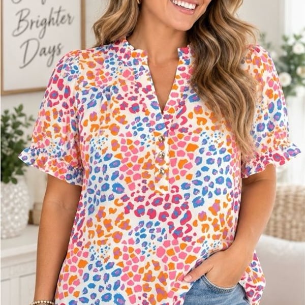 Michelle McDowell Sutton Top Wild Safari Multi Leopard Blouse XS NWT