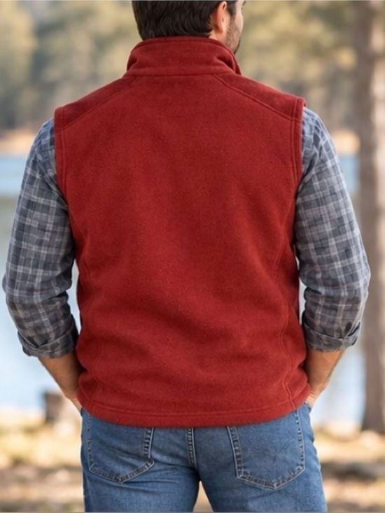 Columbia Steens Mountain Fleece Vest Men’s Medium Red Full Zip XM1024 3