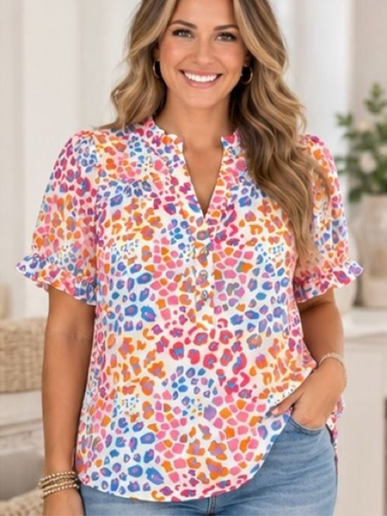 Michelle McDowell Sutton Top Wild Safari Multi Leopard Blouse XS NWT 3