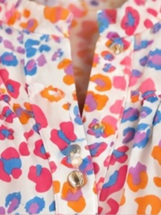 Michelle McDowell Sutton Top Wild Safari Multi Leopard Blouse XS NWT 5