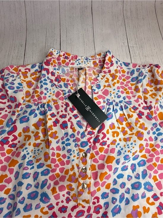 Michelle McDowell Sutton Top Wild Safari Multi Leopard Blouse XS NWT 9