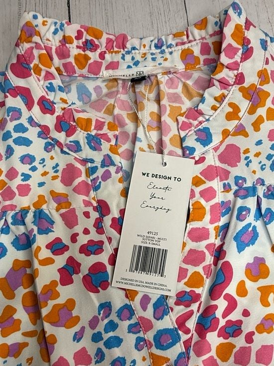 Michelle McDowell Sutton Top Wild Safari Multi Leopard Blouse XS NWT 10