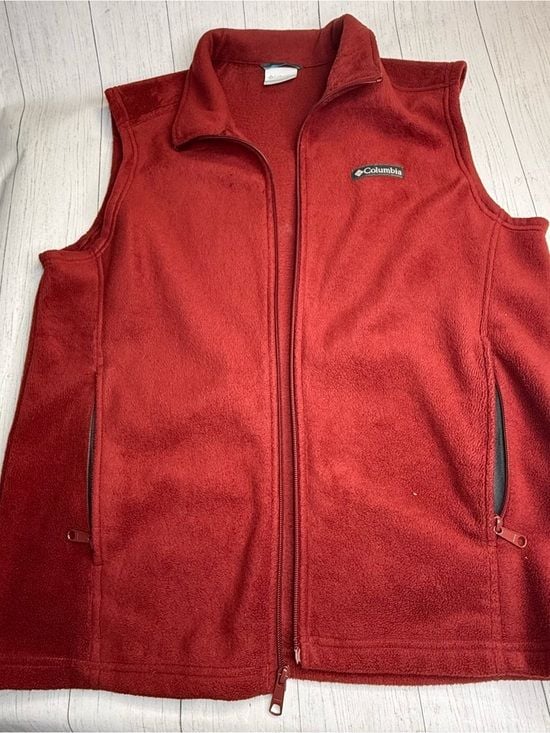 Columbia Steens Mountain Fleece Vest Men’s Medium Red Full Zip XM1024 11