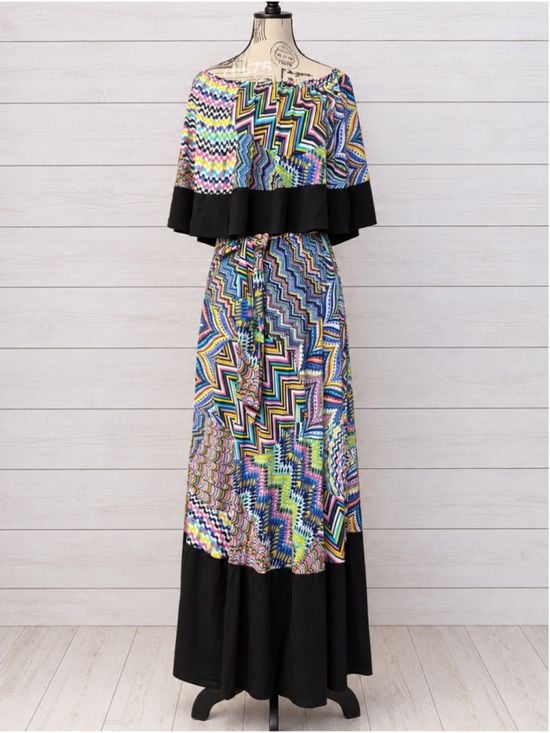 Janette John 3:16 Joya DJ13904 Multicolor Abstract Maxi Dress S NWOT 2