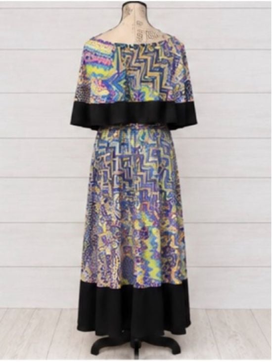 Janette John 3:16 Joya DJ13904 Multicolor Abstract Maxi Dress S NWOT 6
