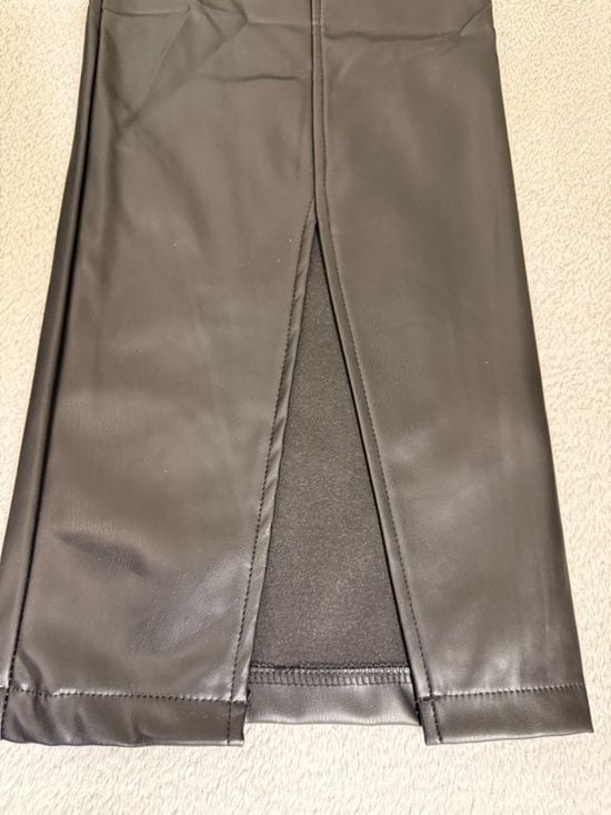 Grace & Emma Faux Leather Pants Womens Black High Rise Slit Hem NWT 6
