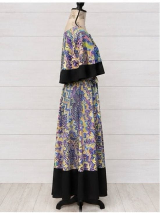 Janette John 3:16 Joya DJ13904 Multicolor Abstract Maxi Dress S NWOT 7
