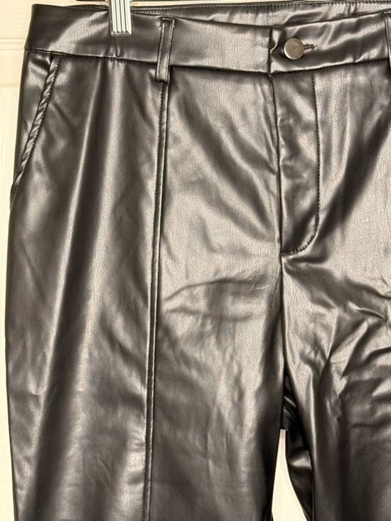 Grace & Emma Faux Leather Pants Womens Black High Rise Slit Hem NWT 7