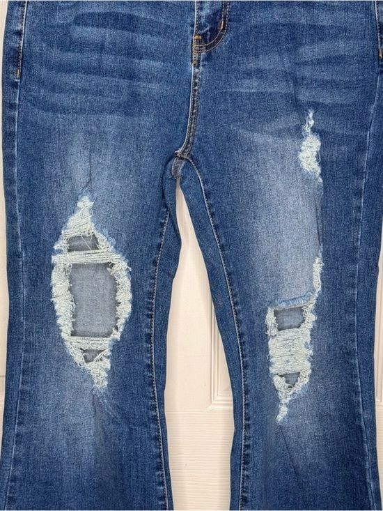 Boutique Distressed Flare Jeans High Rise Bell Bottom Stretch Denim Size 12 NWOT 5