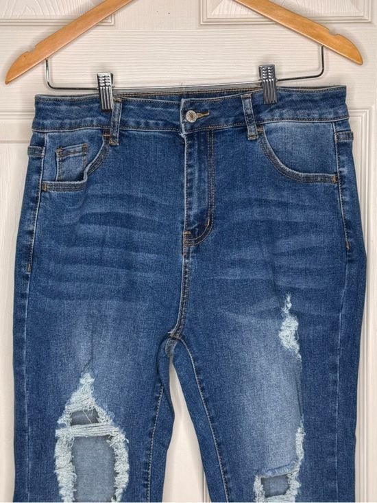 Boutique Distressed Flare Jeans High Rise Bell Bottom Stretch Denim Size 12 NWOT 6