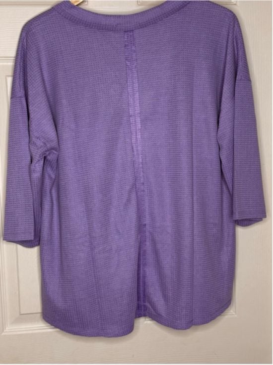 Andrée by Unit Lilac Waffle Knit Henley Top Oversized Boutique Pullover NWT S-XL 8