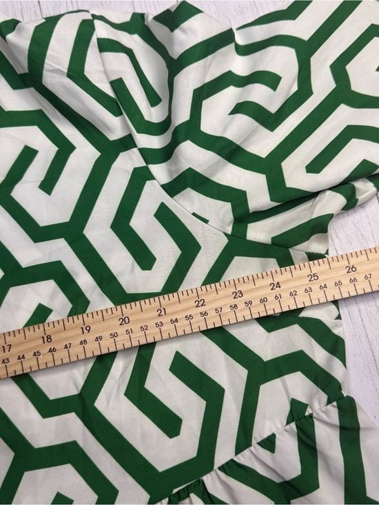 SHEIN Curve 3XL Green White Geometric Tiered Maxi Shirt Dress Plus Size 9