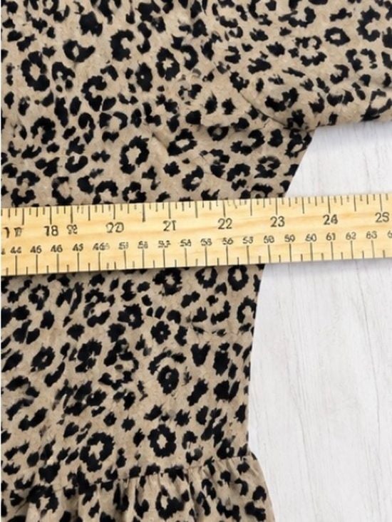 SHEIN Curve 0XL Leopard Print Tiered Maxi Dress Long Sleeve Boho 6