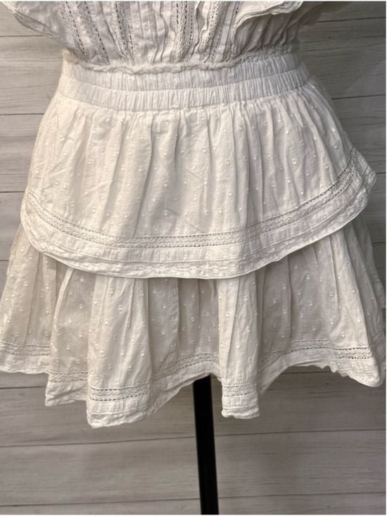 LoveShackFancy XS Natasha Heritage White Pintuck Cotton Ruffle Mini Dress 5