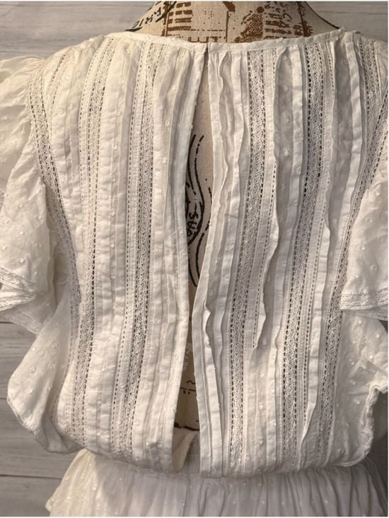 LoveShackFancy XS Natasha Heritage White Pintuck Cotton Ruffle Mini Dress 6