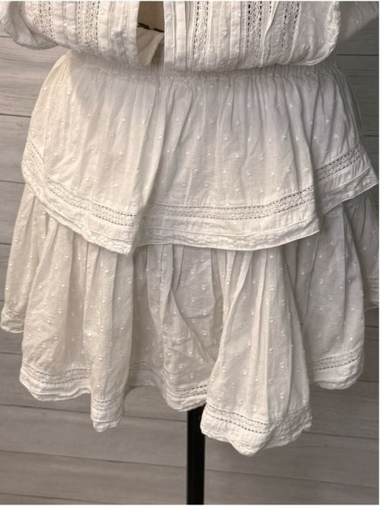 LoveShackFancy XS Natasha Heritage White Pintuck Cotton Ruffle Mini Dress 7