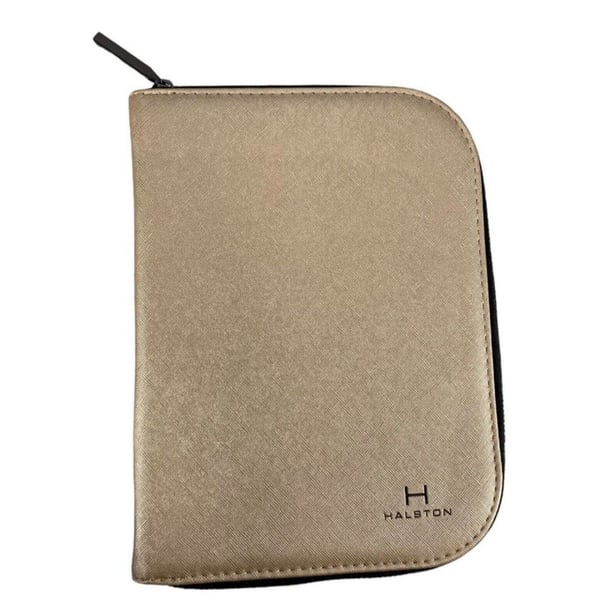 HALSTON Travel Jewelry Organizer Portfolio Zip Case 9"x6.5" Rose Gold