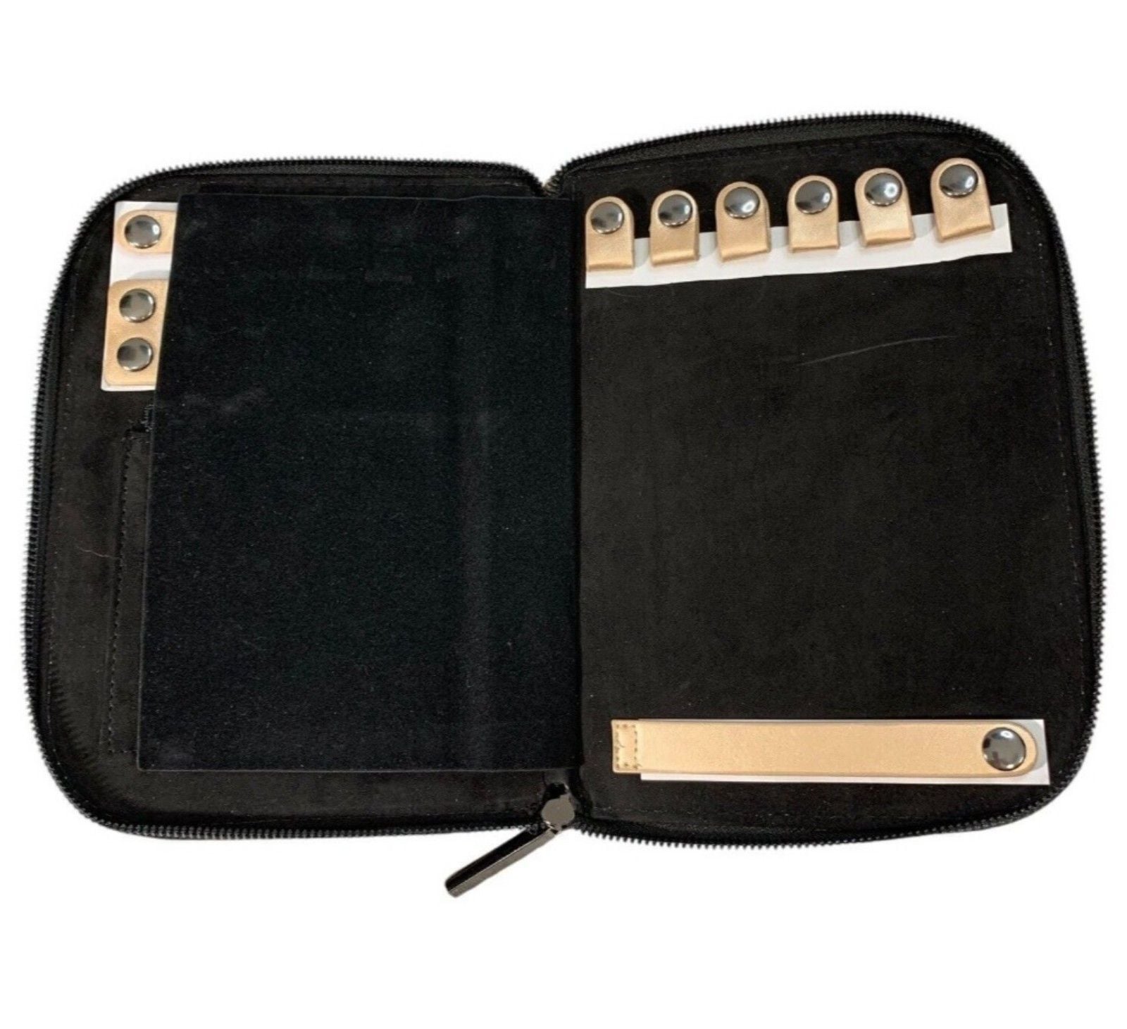 HALSTON Travel Jewelry Organizer Portfolio Zip Case 9"x6.5" Rose Gold 3