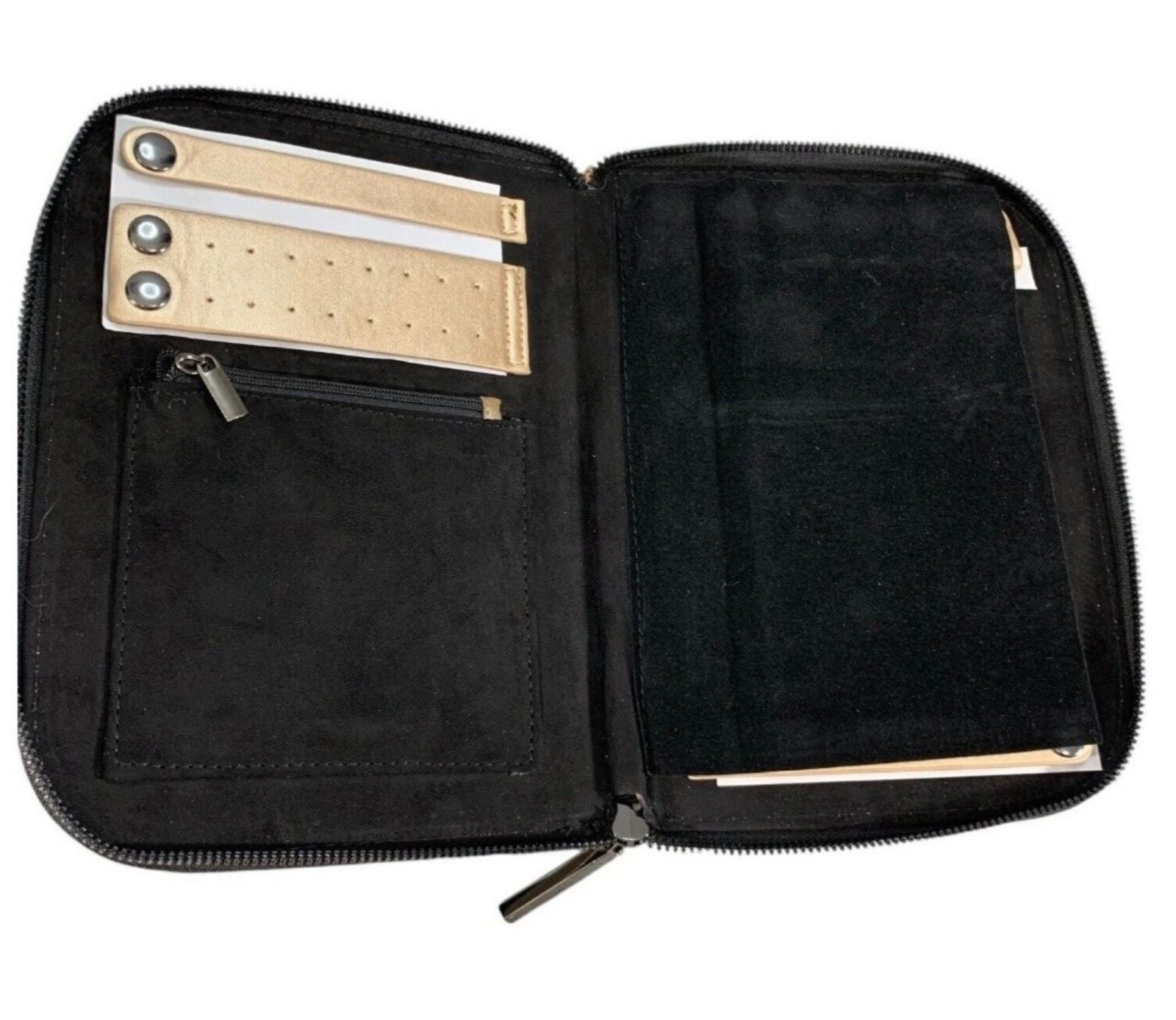 HALSTON Travel Jewelry Organizer Portfolio Zip Case 9"x6.5" Rose Gold 4
