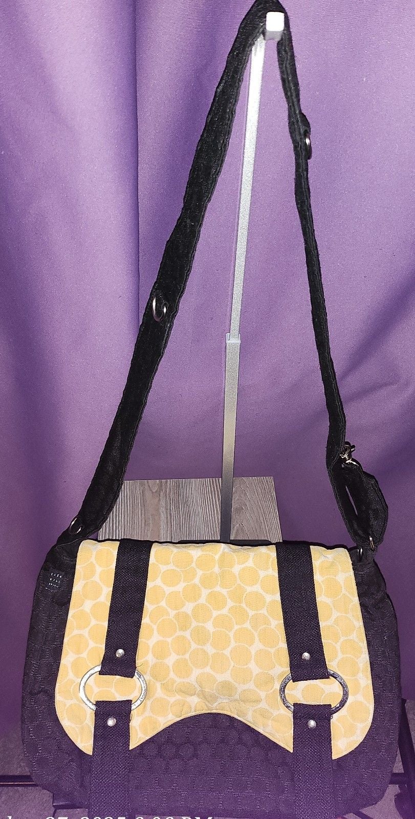 LISA LILL STUDIO BLACK And YELLOW HANDBAG PURSE 2
