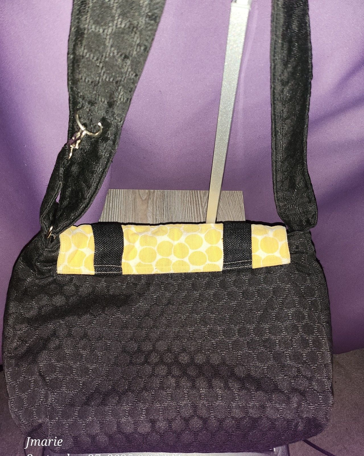 LISA LILL STUDIO BLACK And YELLOW HANDBAG PURSE 4