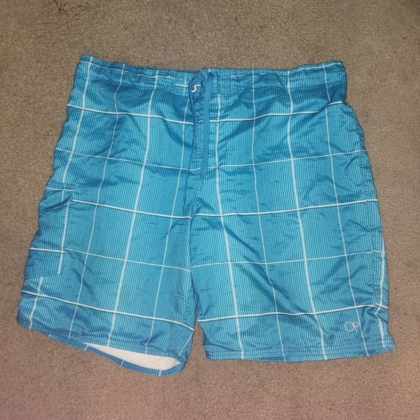 Ocean Pacific Swim Trunk Board Shorts Mens XX Large Check Mesh Land