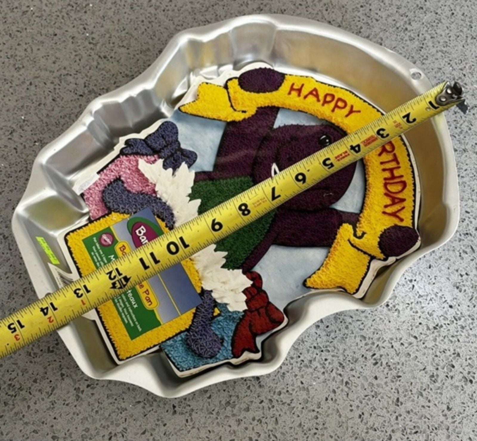 Barney Dinosaur Cake Pan -Vintage 90's Aluminum Happy Birthday Wilton Cake Pan 4