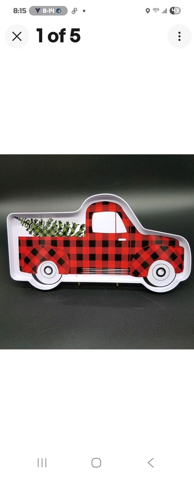 Buffalo Plaid Farmhouse Christmas Truck Metal Cocktail Party Tray COUNTRY HOME 1