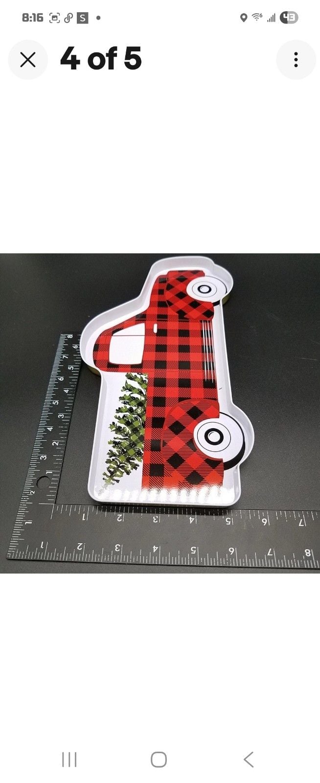 Buffalo Plaid Farmhouse Christmas Truck Metal Cocktail Party Tray COUNTRY HOME 4