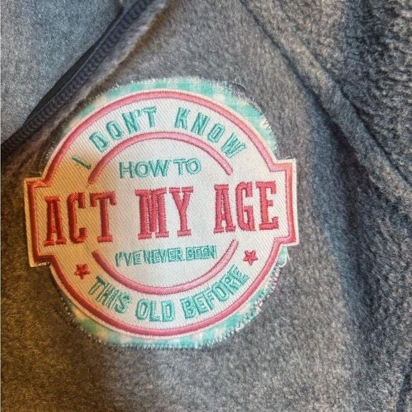 Harriton Gray Fleece Full-Zip Jacket Patch Slogan Women's Size L 7
