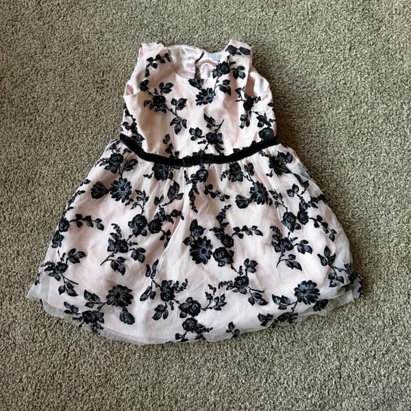 The Children's Place Floral Dress 4T Pink Black Overlay Special Occasion