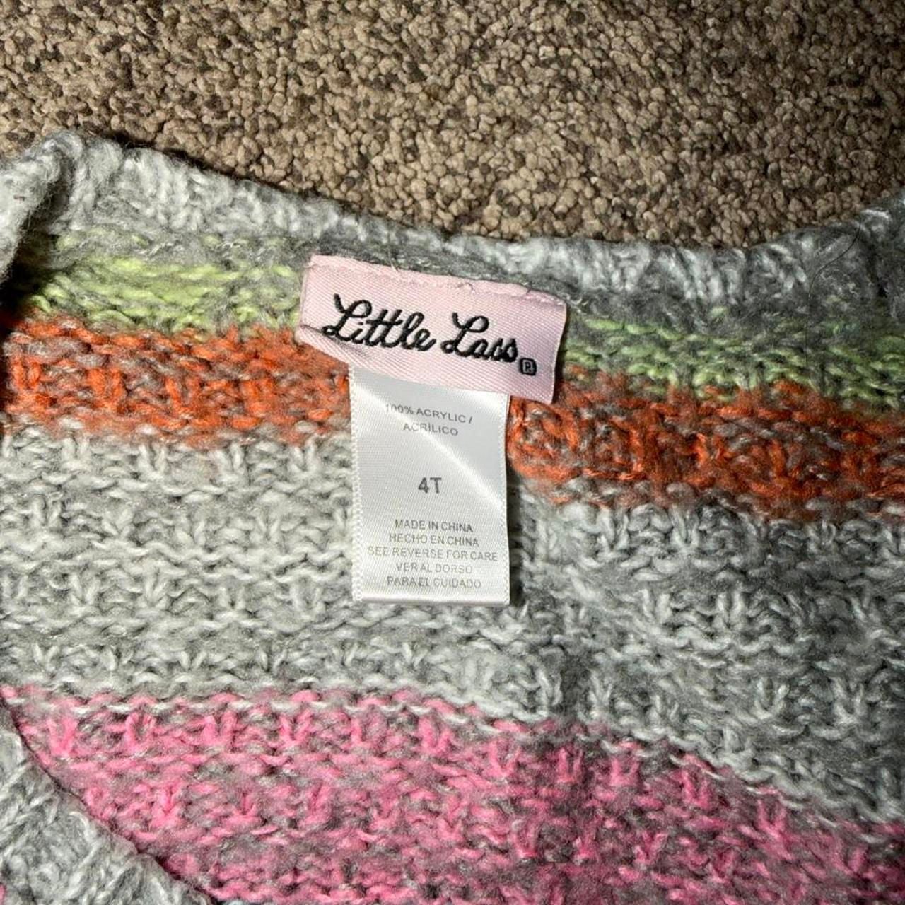 Little Lass Striped Cardigan Size 4T Multi Bell Sleeve Knit Sweater 4