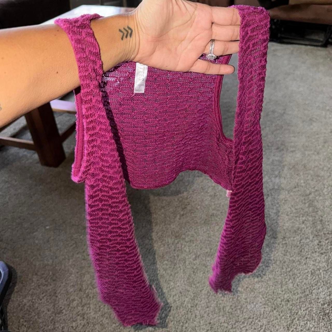 Beautees Cropped Shrug Size 7 Maroon Open-Knit Bolero 1