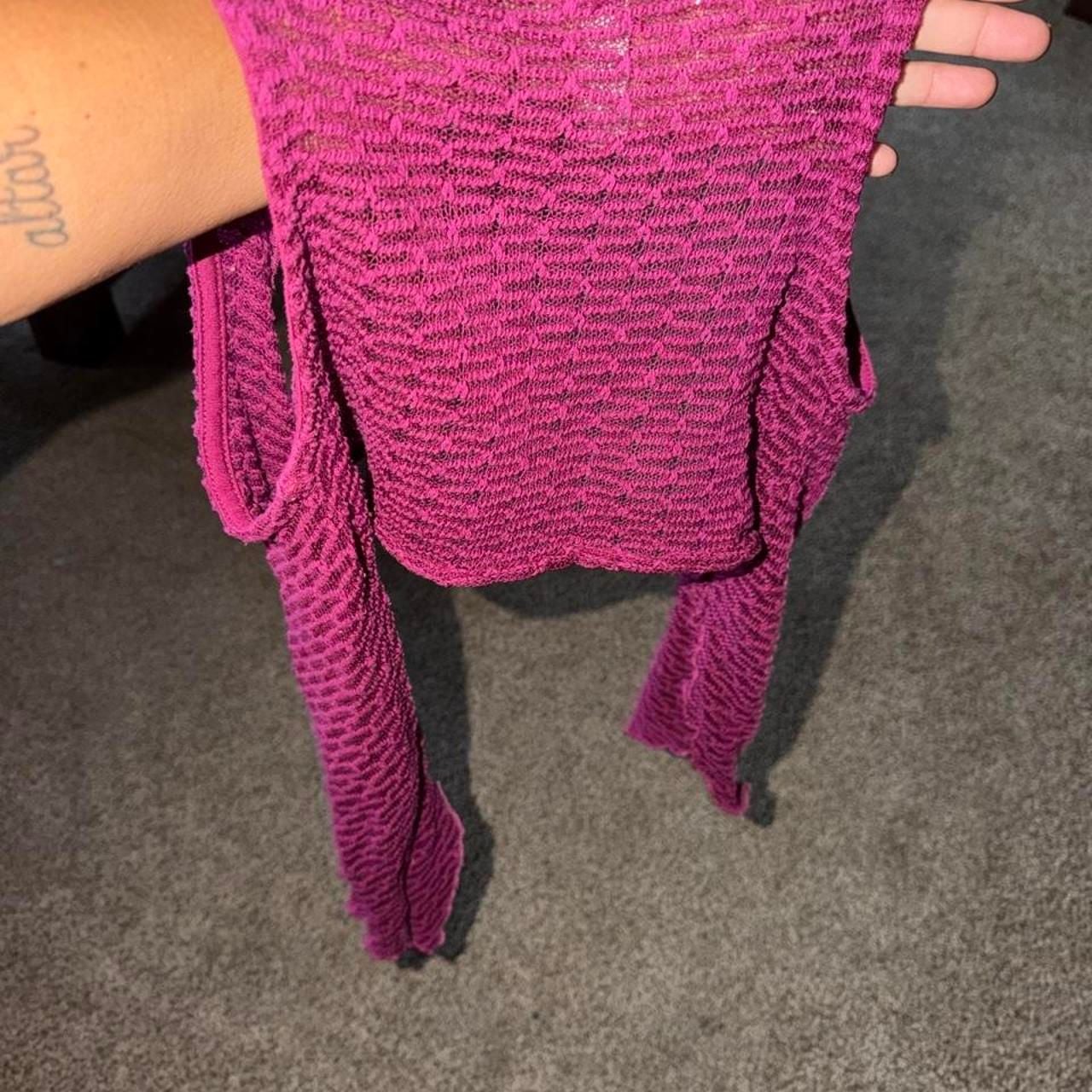 Beautees Cropped Shrug Size 7 Maroon Open-Knit Bolero 4