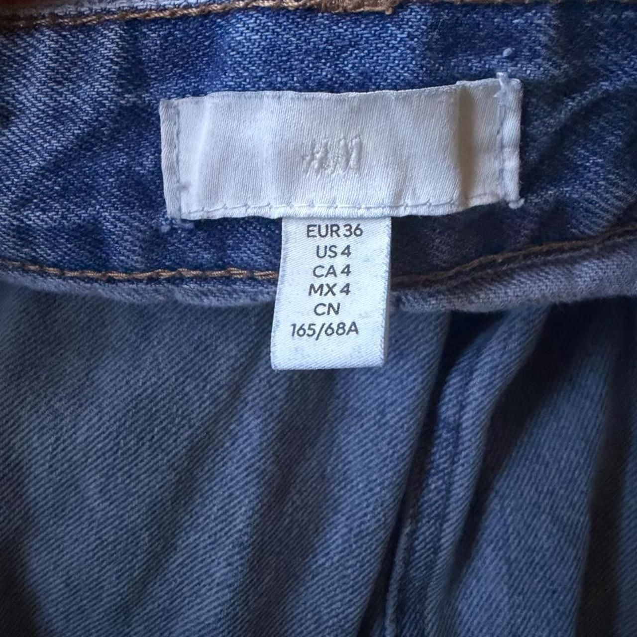 H&M Distressed Wide Leg Jeans US 4 Light Wash 3
