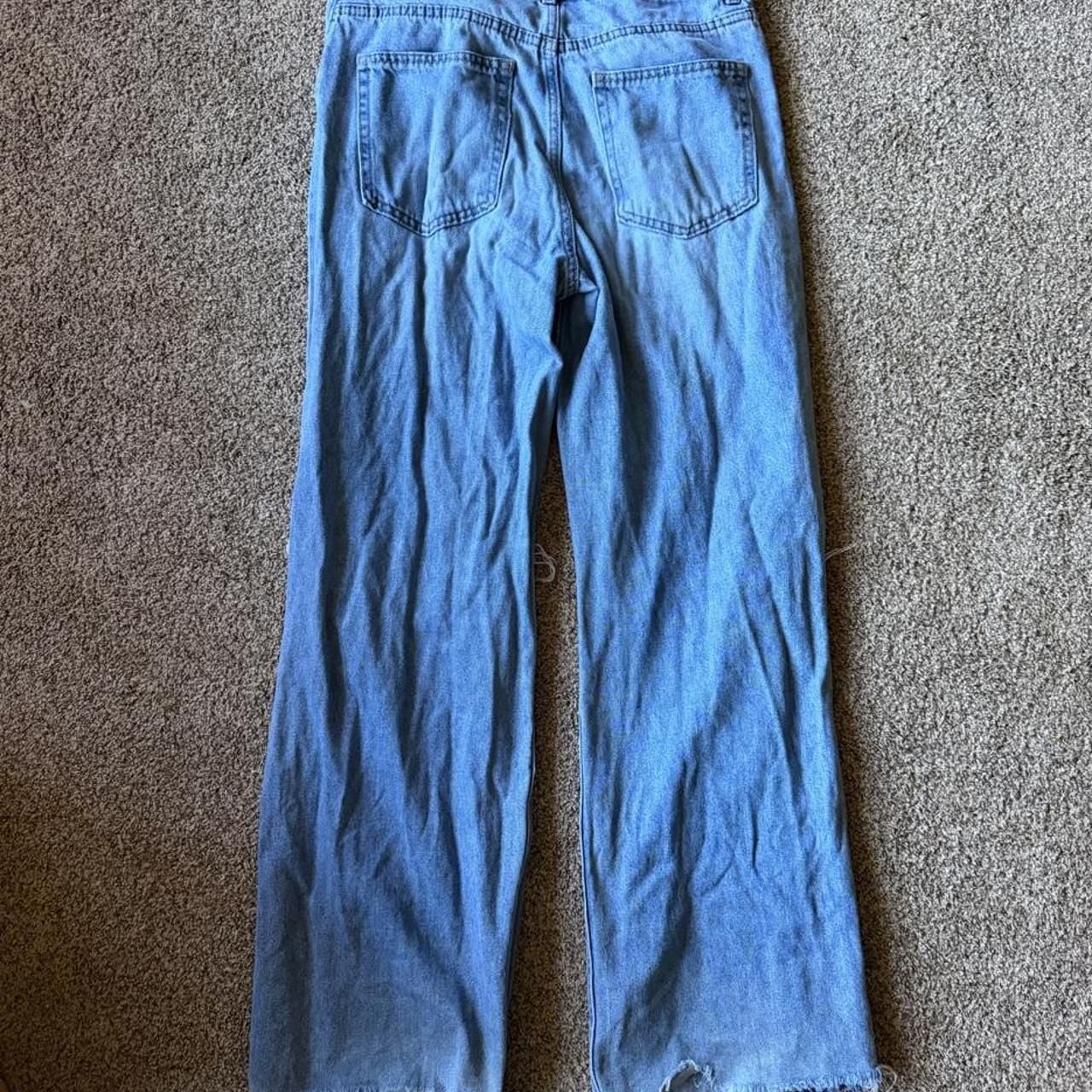 H&M Distressed Wide Leg Jeans US 4 Light Wash 4
