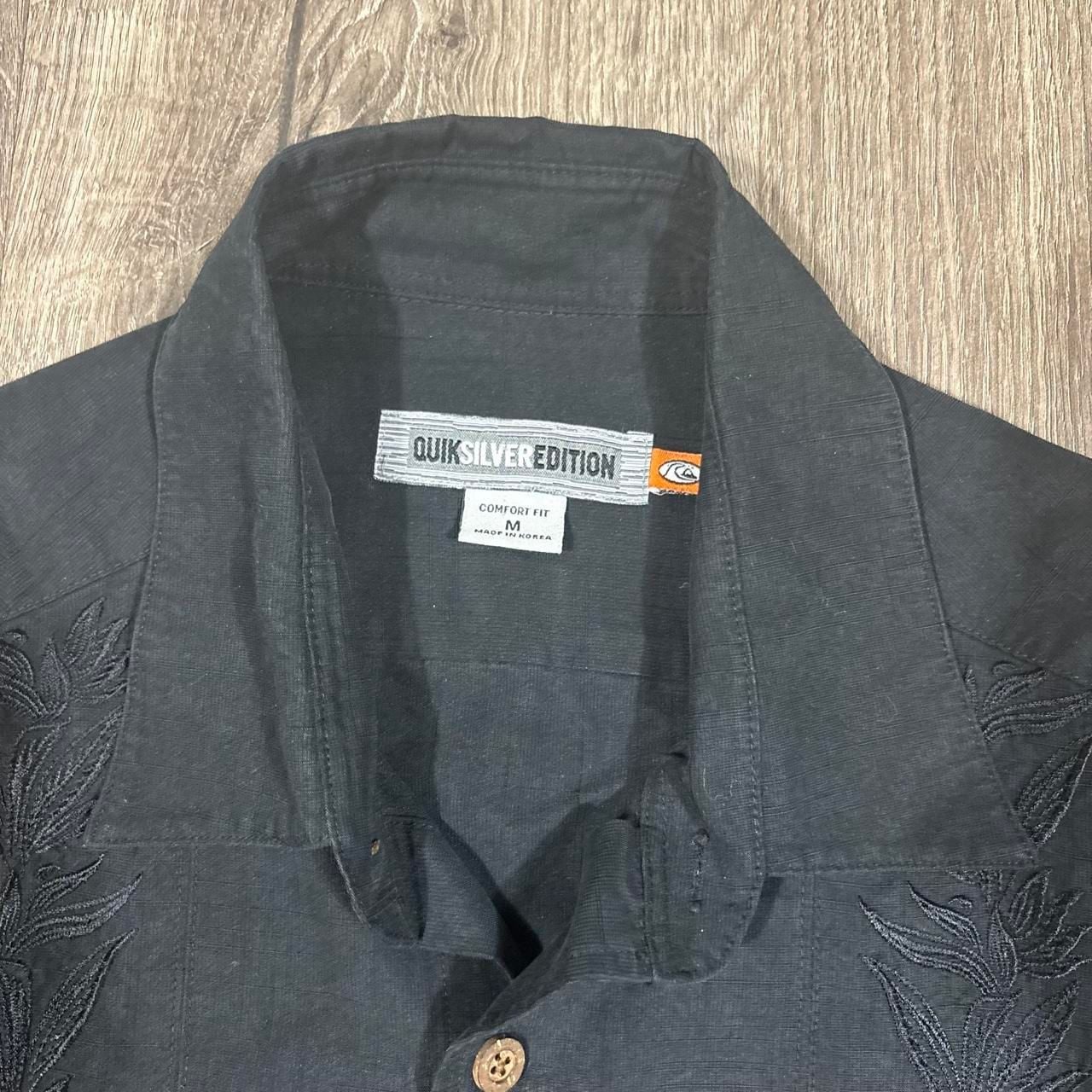 Quiksilver Edition Button Down Shirt Size M Black Embroidered Y2K 4
