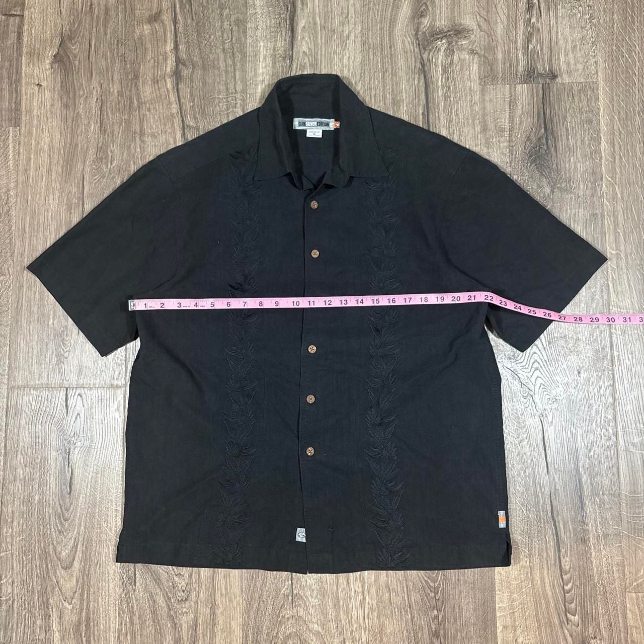 Quiksilver Edition Button Down Shirt Size M Black Embroidered Y2K 6