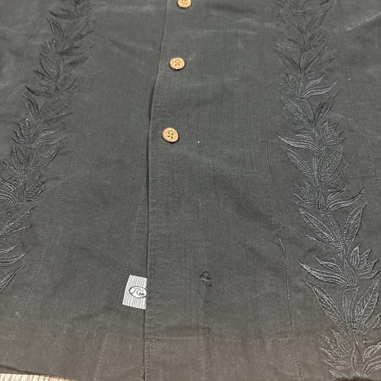 Quiksilver Edition Button Down Shirt Size M Black Embroidered Y2K 8