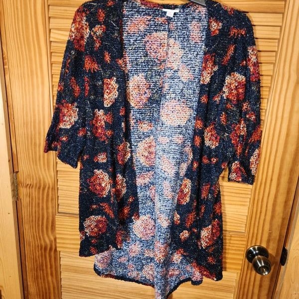 LuLaRoe Shimmer Floral Knit Cardigan – Women’s Small