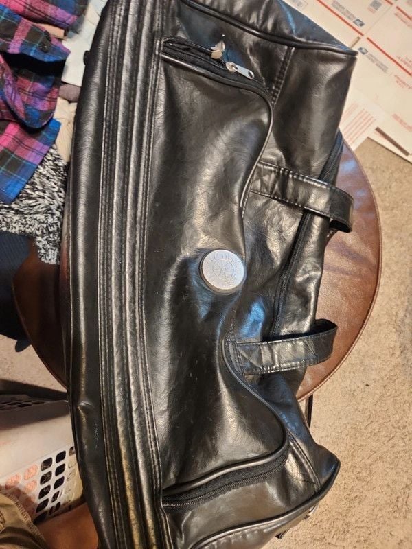 Vintage. rare Mazda Miata Special Edition Black Leather Weekender Duffle Bag 6
