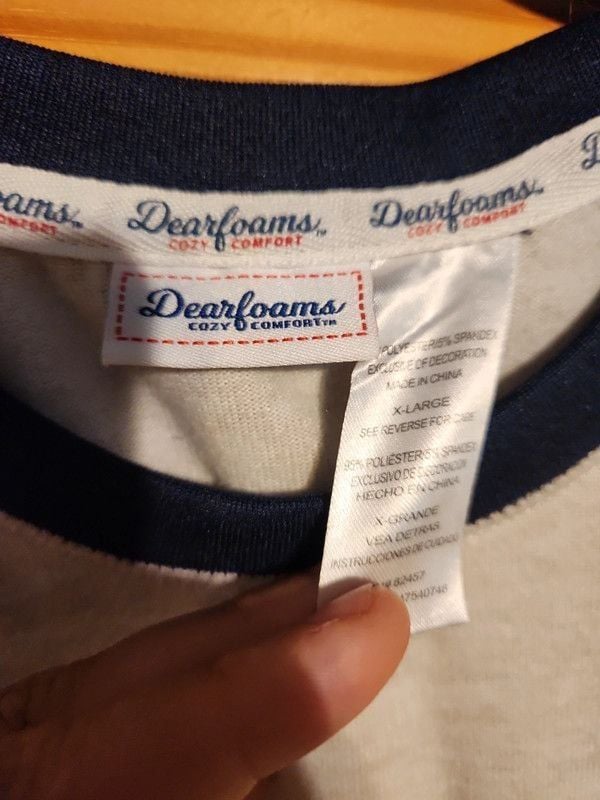 Dearfoams Papa Bear Loungewear Pajama Top Cream/Black Ringer Long Sleeve 4