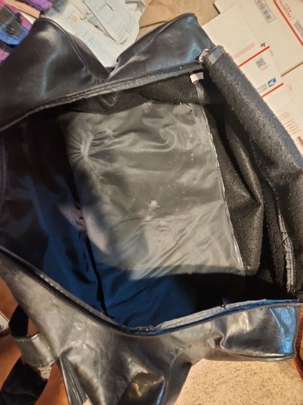 Vintage. rare Mazda Miata Special Edition Black Leather Weekender Duffle Bag 7