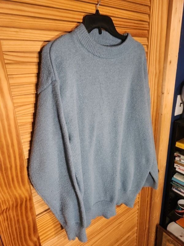 Zara Casual Cosy Oversized Crewneck Knit Sweater in Periwinkle Blue Women's Size XXL 6